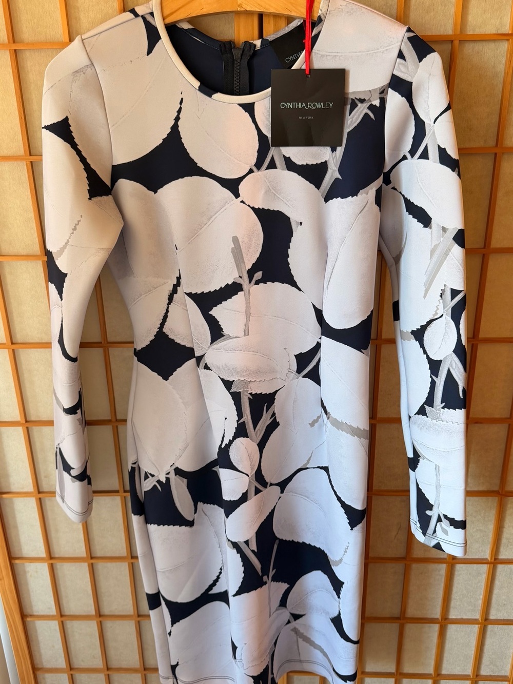 Cynthia Rowley Black & White Floral Long-Sleeve Dress